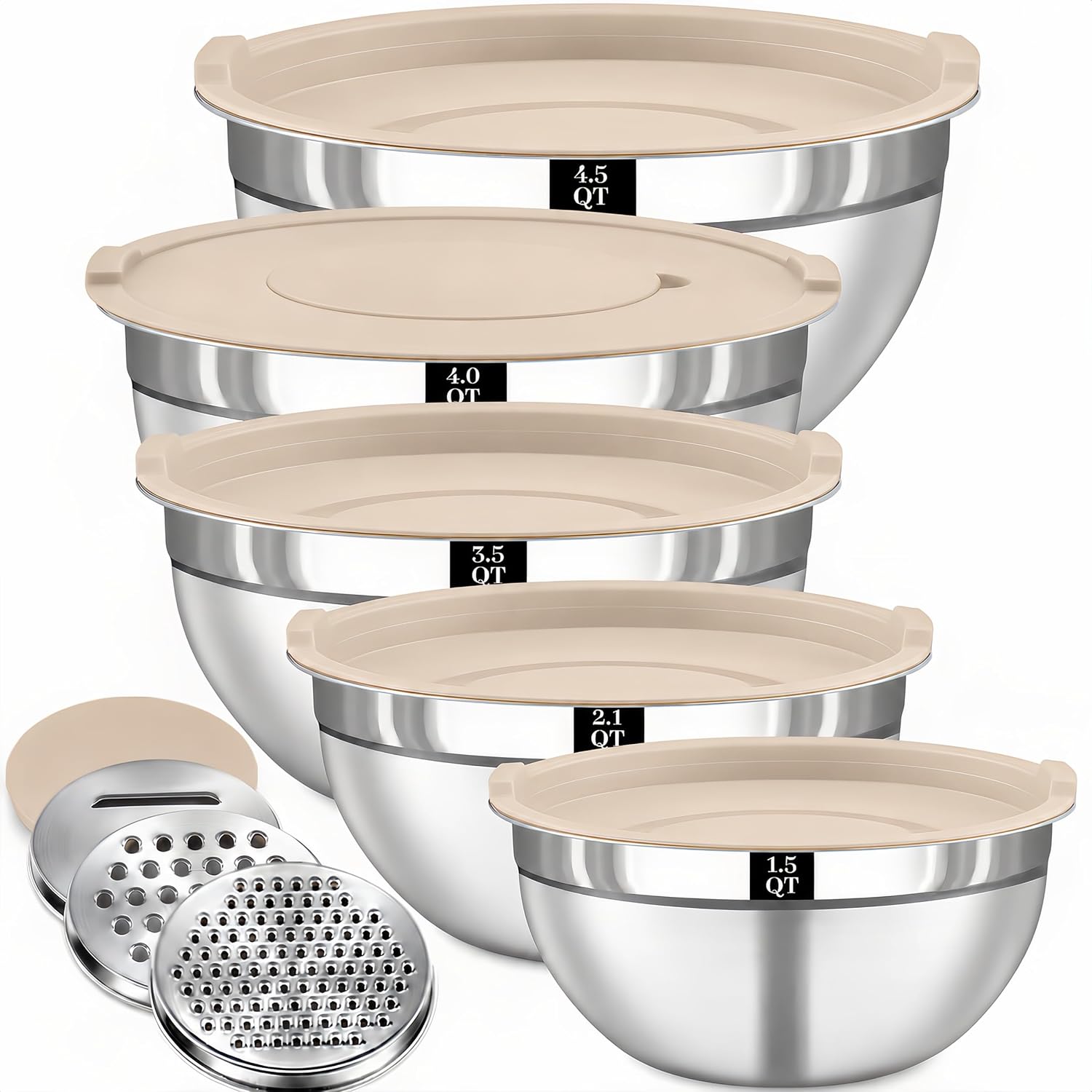 Detalle de Boskermeal Stainless Steel Mixing Bowls, 5 Sizes