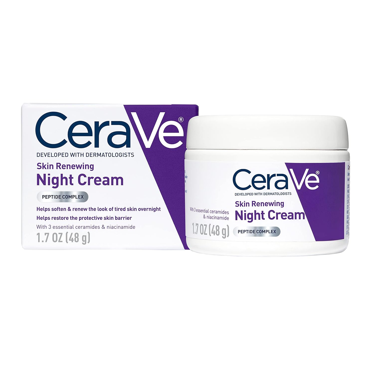 Detalle de CeraVe Night Cream: Overnight Hydration with Peptide Complex and Ceramides