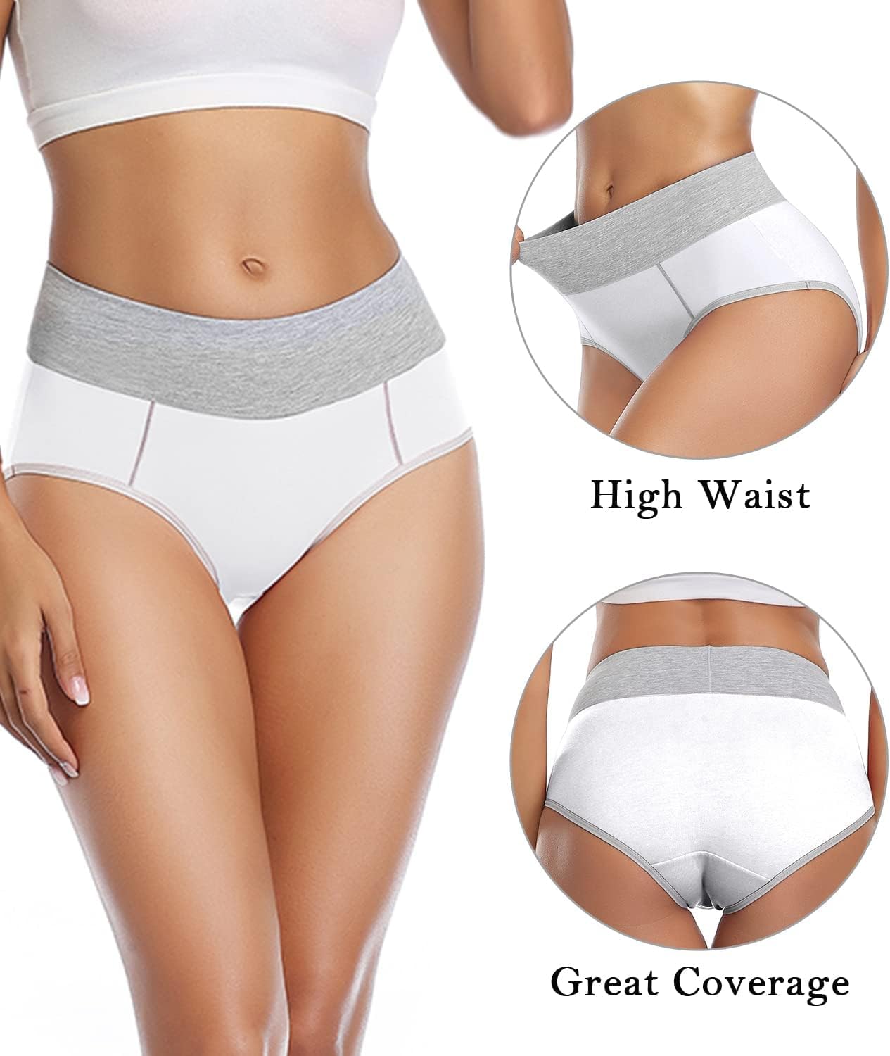 Detalle de wirarpa Damen Baumwolle Taillenslip Hochtaillie – 5er Pack