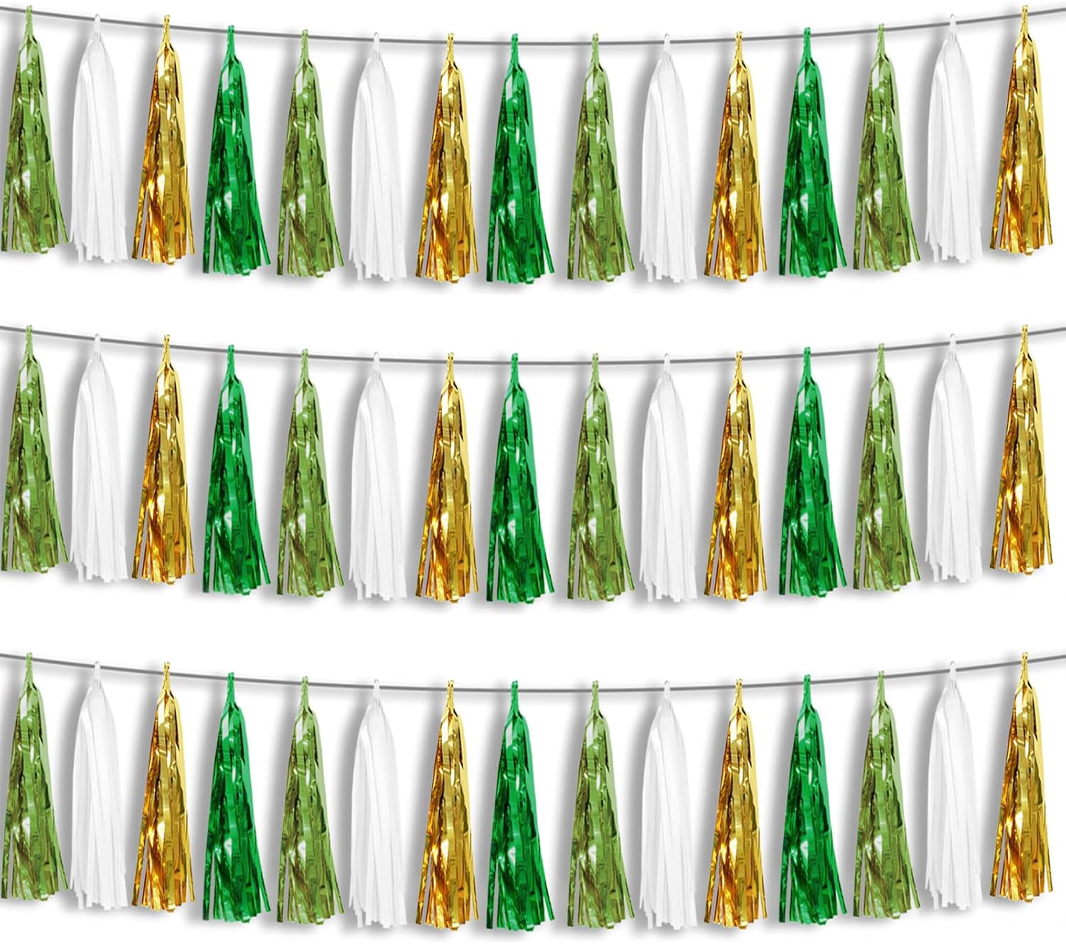 Thumbnail 5 de 3P Silver Foil Fringe Tassel Banner – 29.5 ft Metallic Tassel Garland (3 Strips, 45 Tassels) for Party Decorations