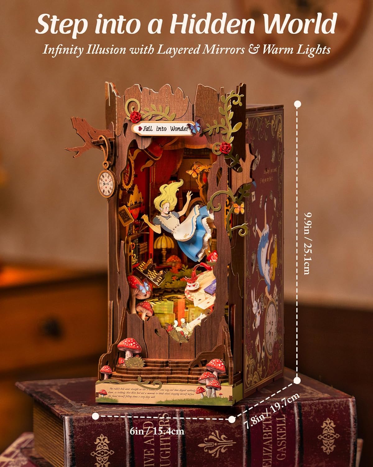Thumbnail 2 de ROBOTIME Book Nook Booknook in Legno “Fall into Wonder” – diorama fai-da-te con luci, stile fiaba