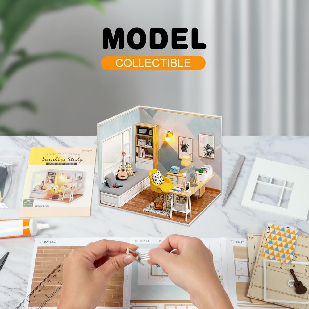 Detalle 2 de OSDUE P2-MNSFW240731-FBA houten miniatuurpoppenhuis 1:24 met ledverlichting