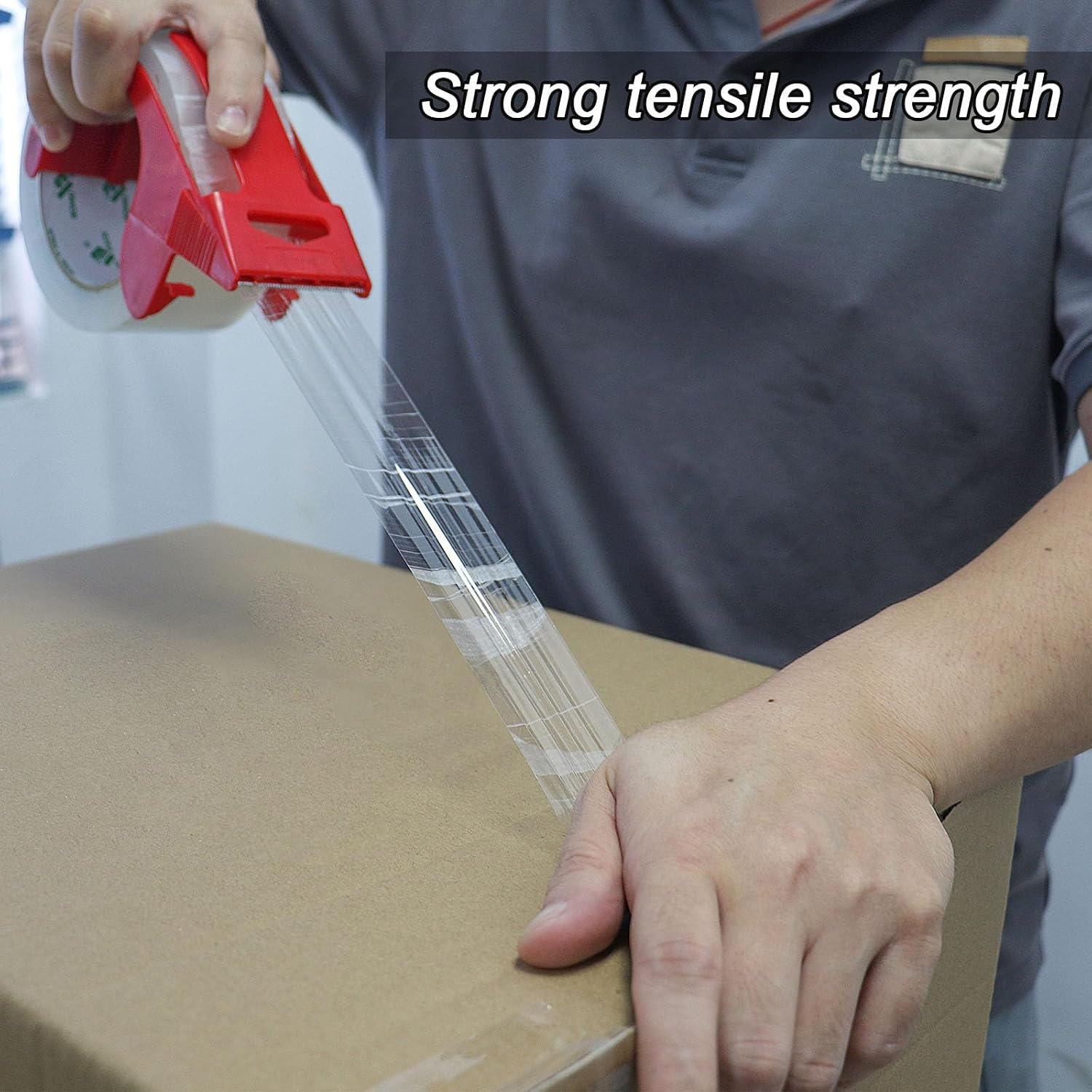 Detalle 2 de BOMEI PACK Clear Packing Tape, 1.88" x 55m, 12 Rolls with Dispenser