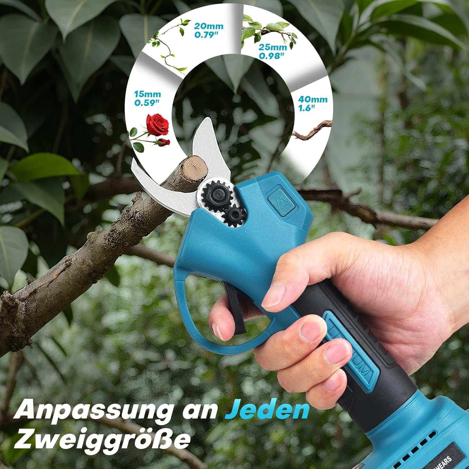 Thumbnail 1 de SINWE Akku Astschere 30MM – kabellose Gartenschere mit zwei 2000mAh Akkus und LED-Schnittzähler