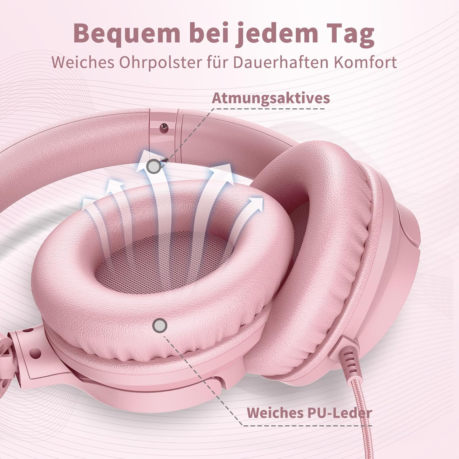 Thumbnail 3 de Kopfhörer mit Kabel und Mikrofon – Over-Ear, 3,5 mm Kabelkopfhörer, faltbar, 1,5 m Nylonkabel