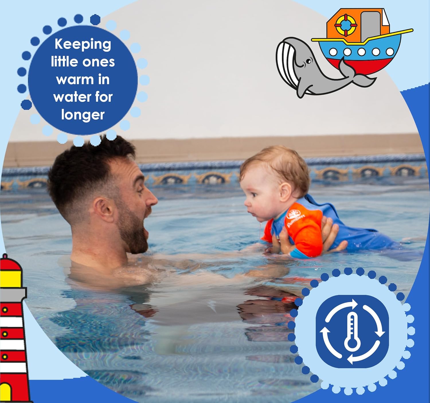 Detalle de Swimbest Warmsuit: Fleece-Lined Baby Swimming Suit with UPF50+ Protection