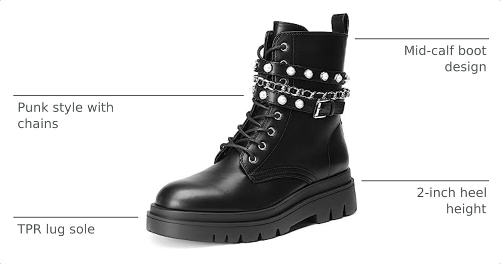 Detalle de DREAM PAIRS Women's Combat Boots with a 2-Inch Heel