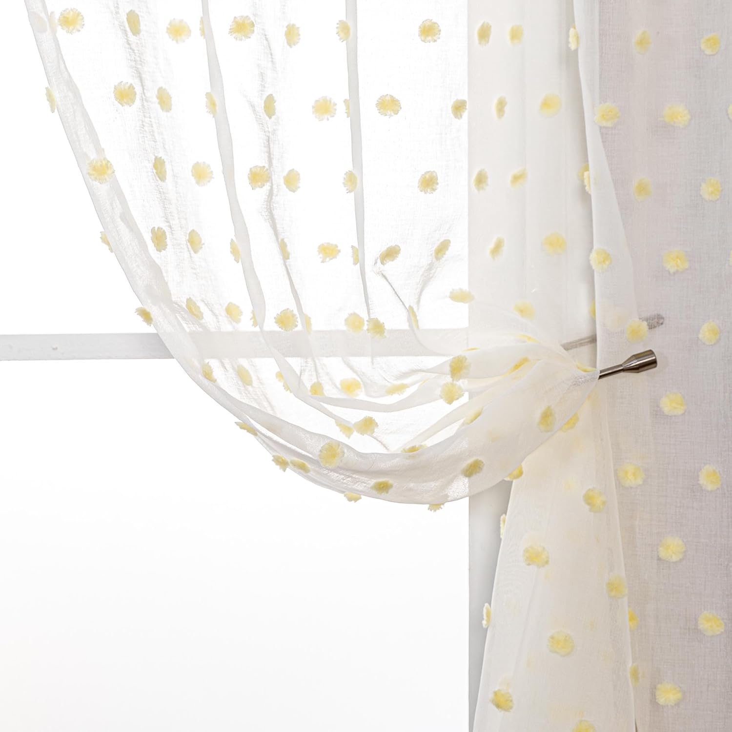 Thumbnail 2 de MYSKY HOME Gardine und Vorhänge mit Ösen – Weißes Halbtransparentes 2er-Set, H 160 x B 140 cm