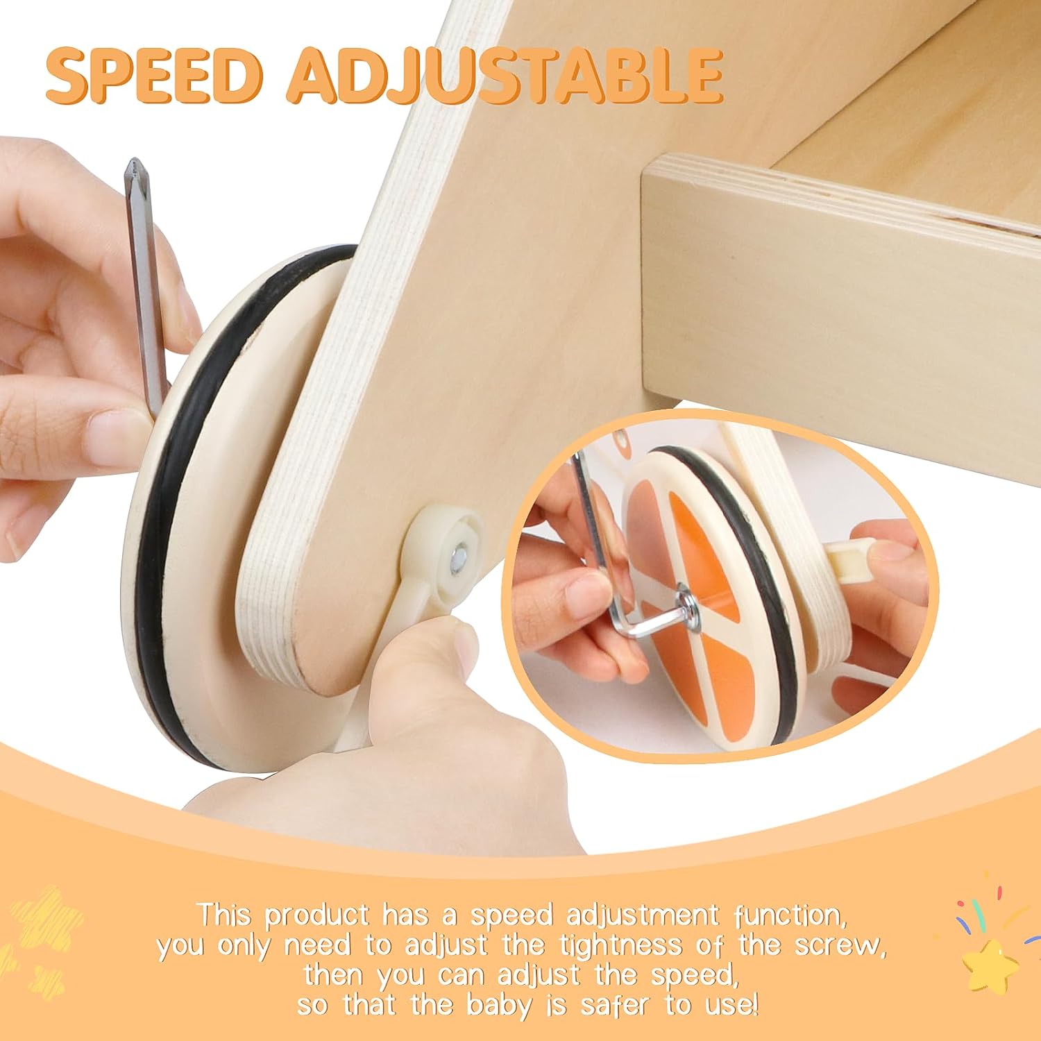 Thumbnail 6 de Jacootoys Wooden Activity Walker with Adjustable Speed & 7 Educational Activities