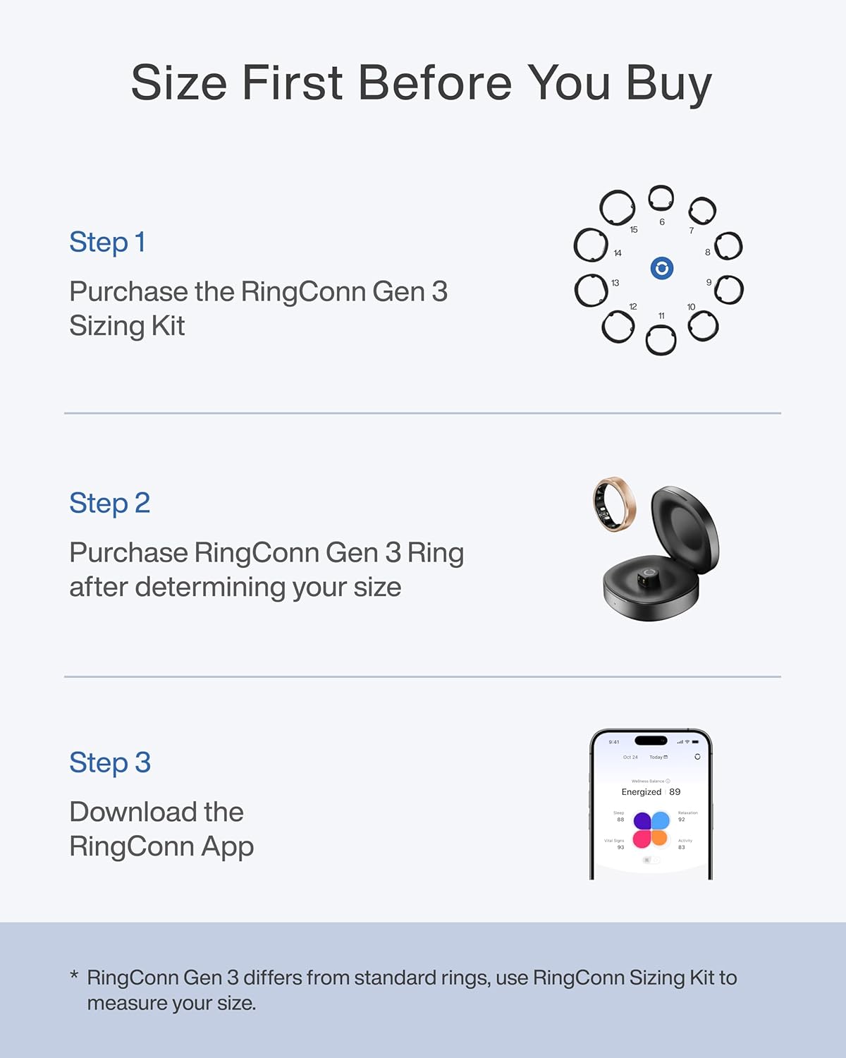 Detalle 2 de RingConn GEN 3 – inteligentny pierścień, rozmiar 11, alerty wibracyjne i do 14 dni pracy