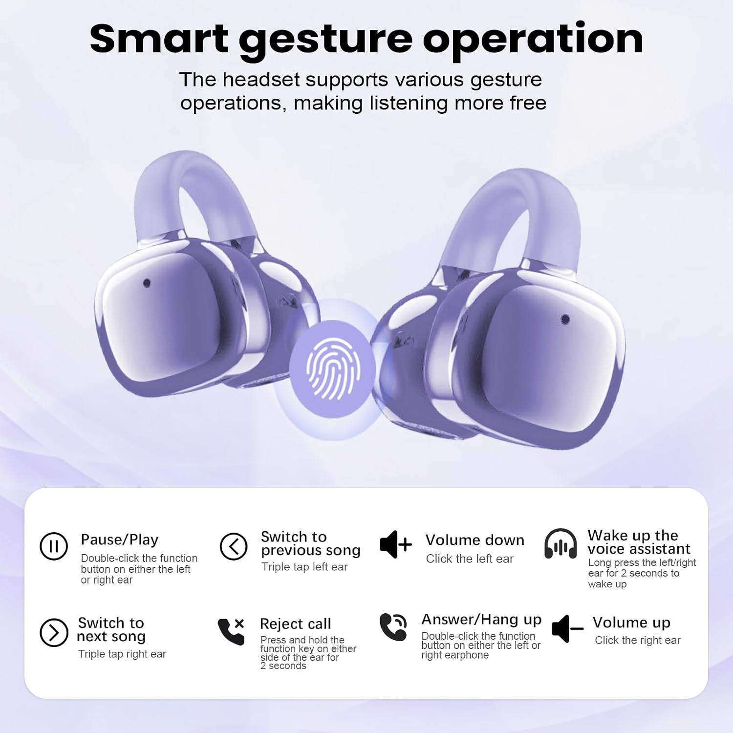Thumbnail 6 de PTHTECHUS Auriculares Inalámbricos 5.4 Clip Morado
