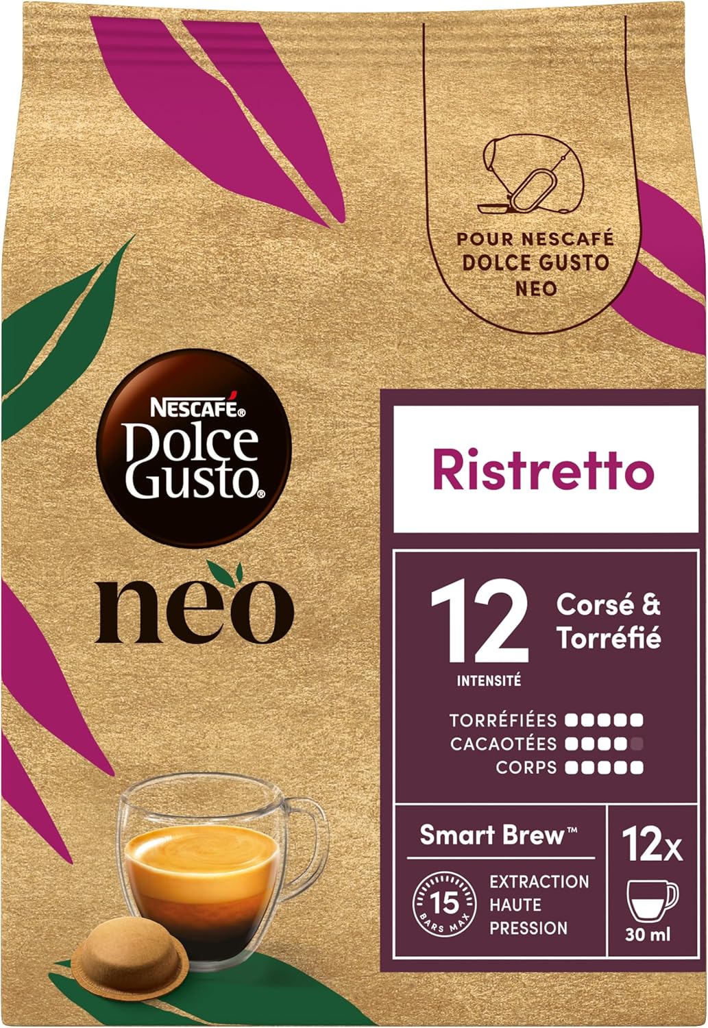 Detalle de Dolce Gusto NEO Ristretto – 48 dosettes compostables à base de papier