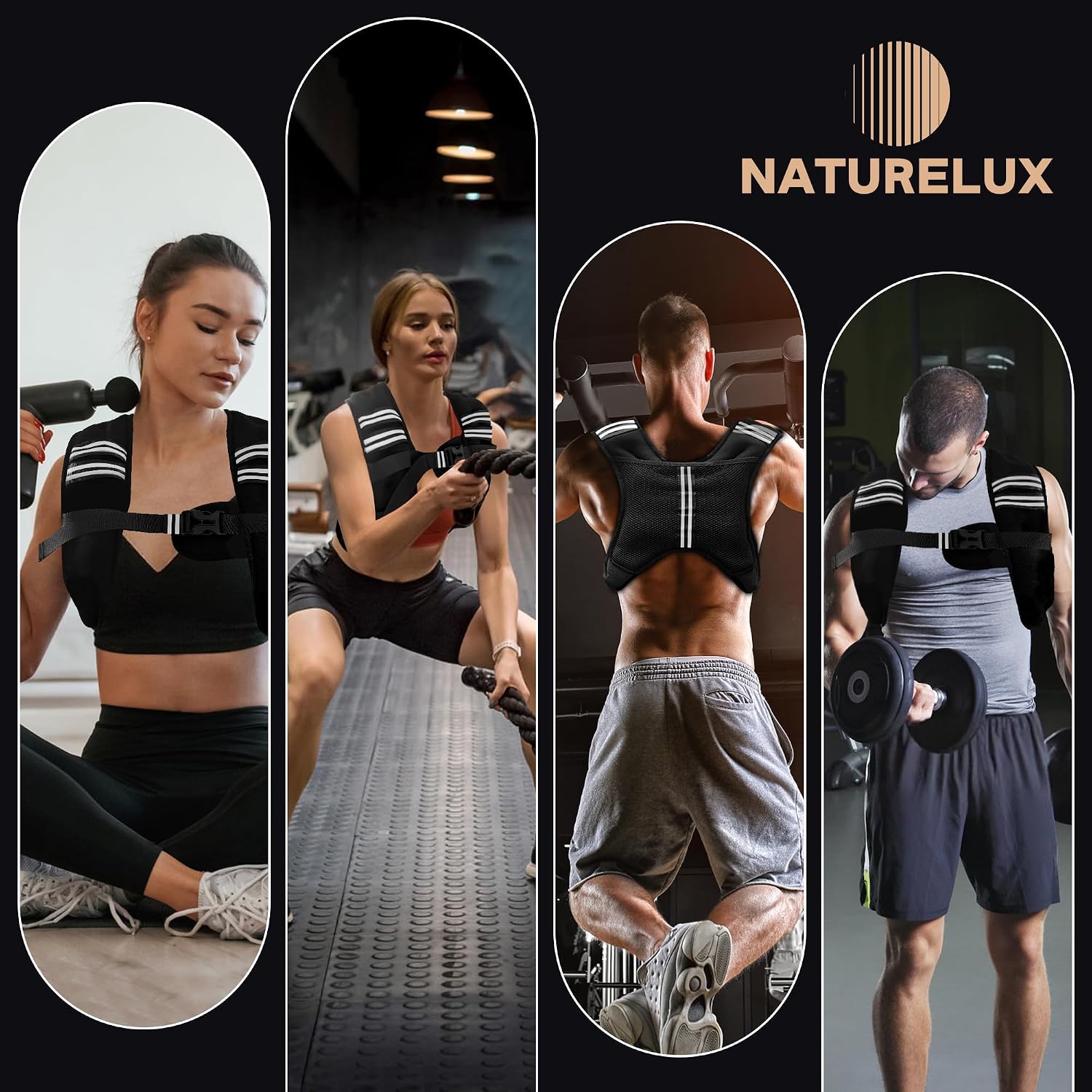 Thumbnail 6 de NATURELUX 10 lb Weighted Vest with Reflective Strips and Adjustable Fit