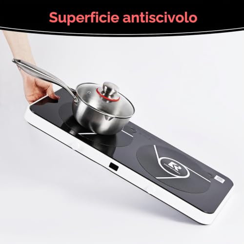 Detalle de KitchenRaku Copri Piano Induzione in silicone, 5 pezzi antiscivolo neri
