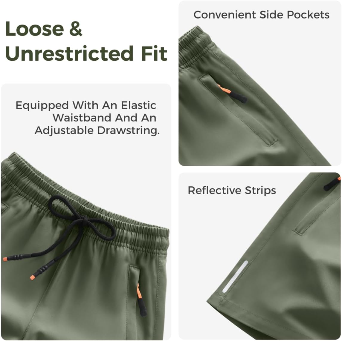Thumbnail 4 de ANHDM Boys Shorts: Quick Dry Athletic Running Shorts with Zipper Pockets