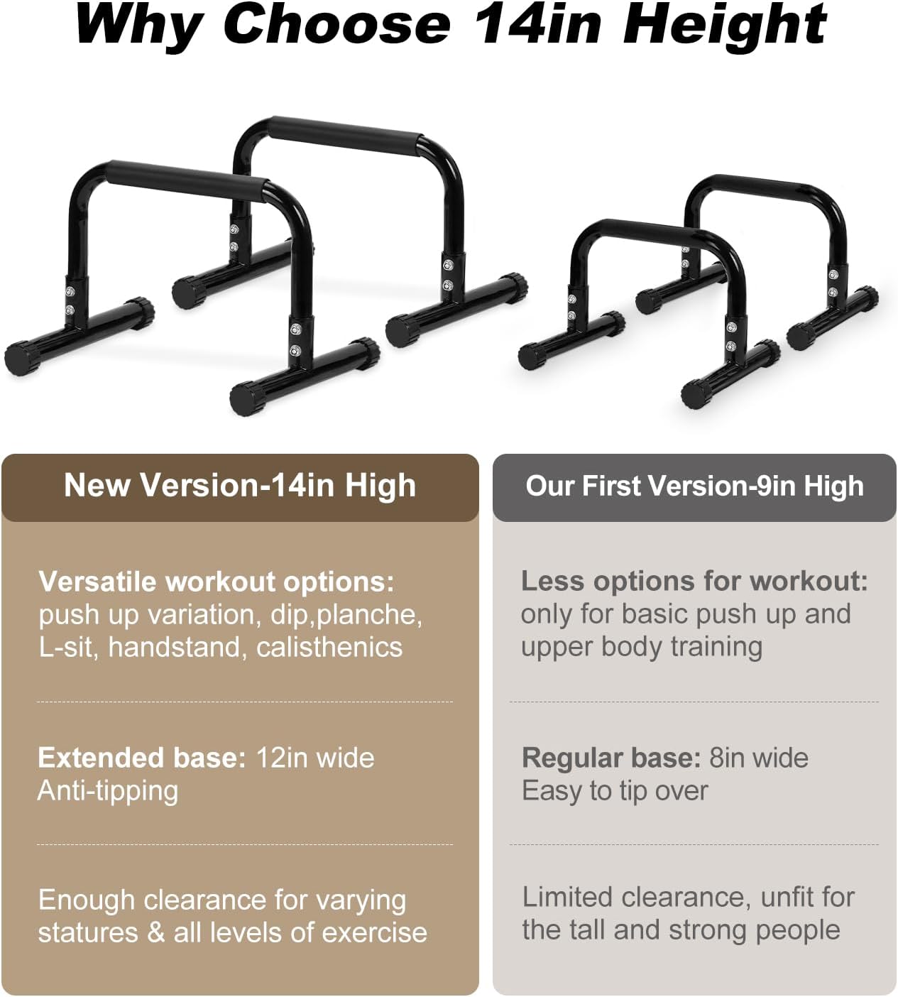 Detalle de TABEKE 14" Steel Parallettes for Calisthenics 💪