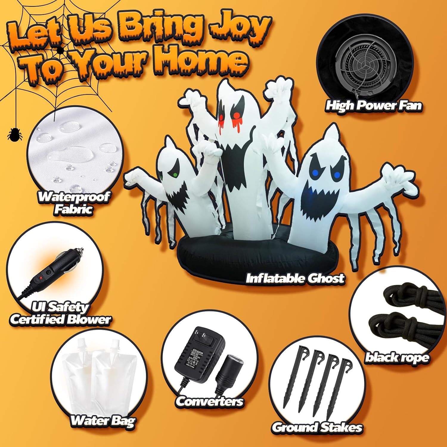 Thumbnail 6 de Dusor 11 5-ft Inflatable Ghost Halloween Decoration Kit with Color-Changing LEDs
