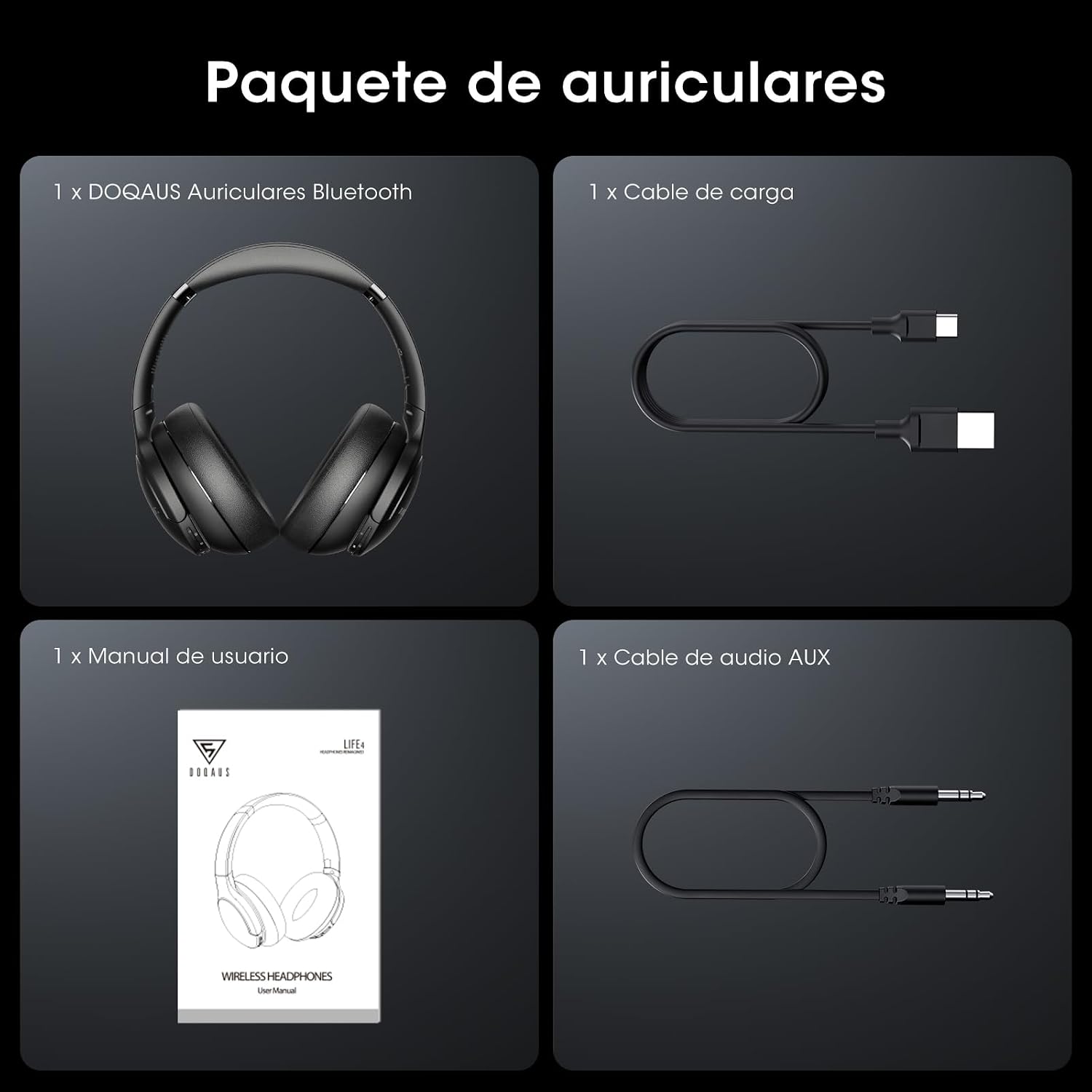 Thumbnail 7 de DOQAUS Auriculares Inalámbricos Bluetooth, 90 Horas de Sonido