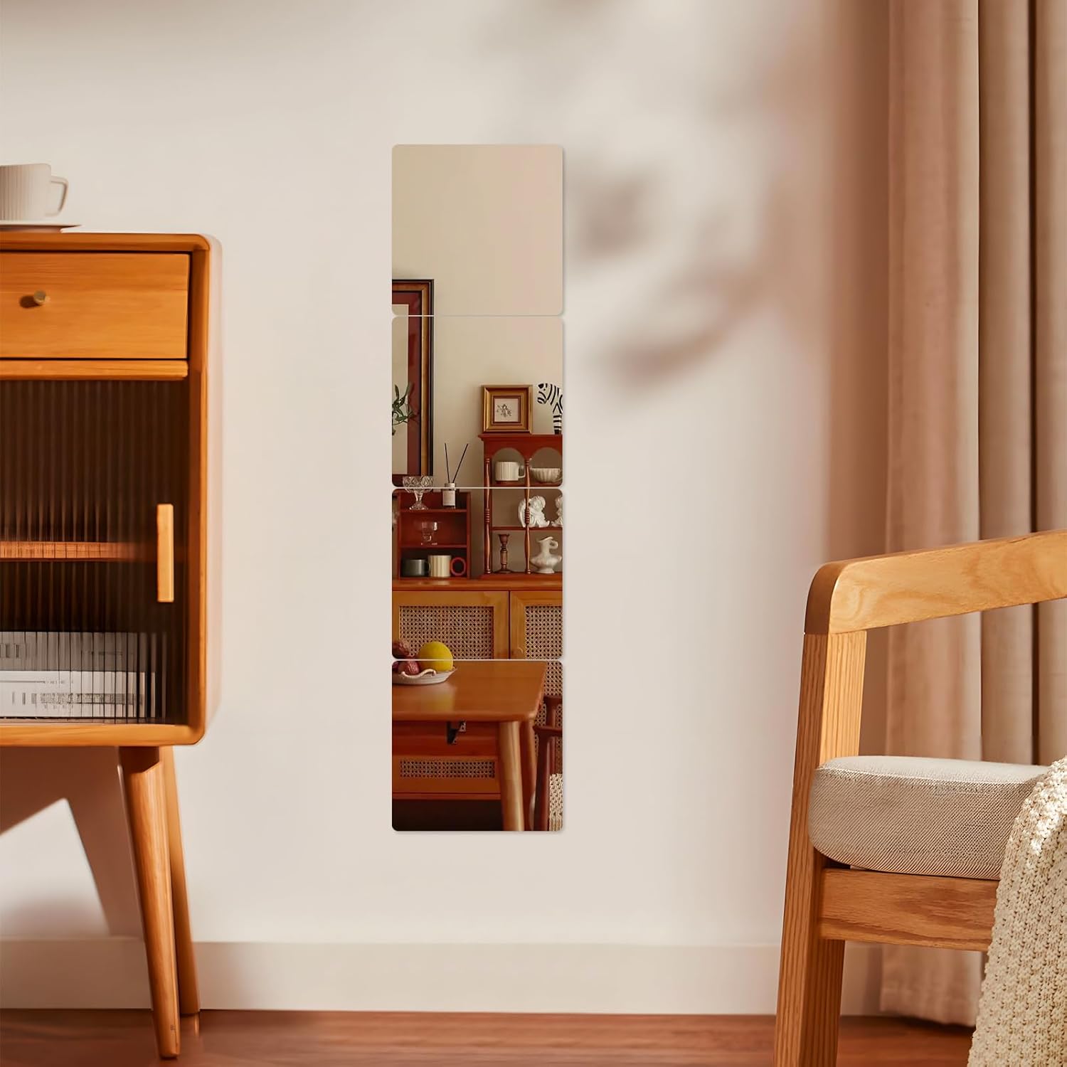 Detalle de Hode Miroir Adhésif Mural – Miroir autocollant en plastique 20×20 cm, 8 pièces