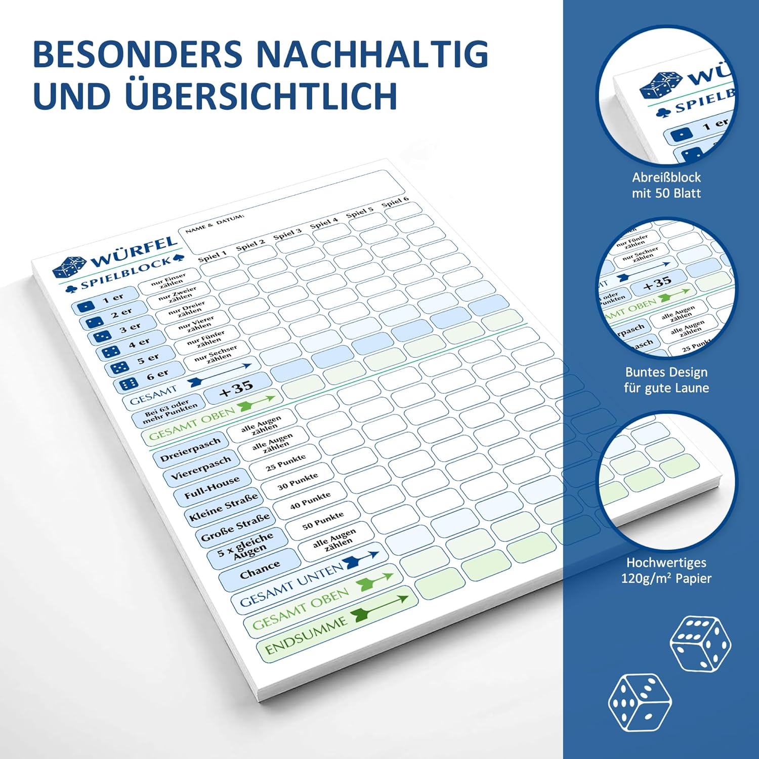 Thumbnail 1 de BIROYAL Würfelblock A5 – 2er Set Ersatzblöcke für 600 Spiele