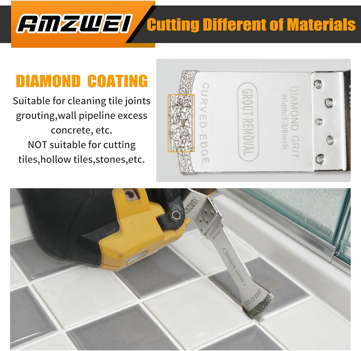 Detalle de 8PCS Diamond Oscillating Multitool Blades for Grout Removal and Mortar Cutting (Universal fit for Dewalt, Milwaukee, Ryobi, Rockwell & Fein)