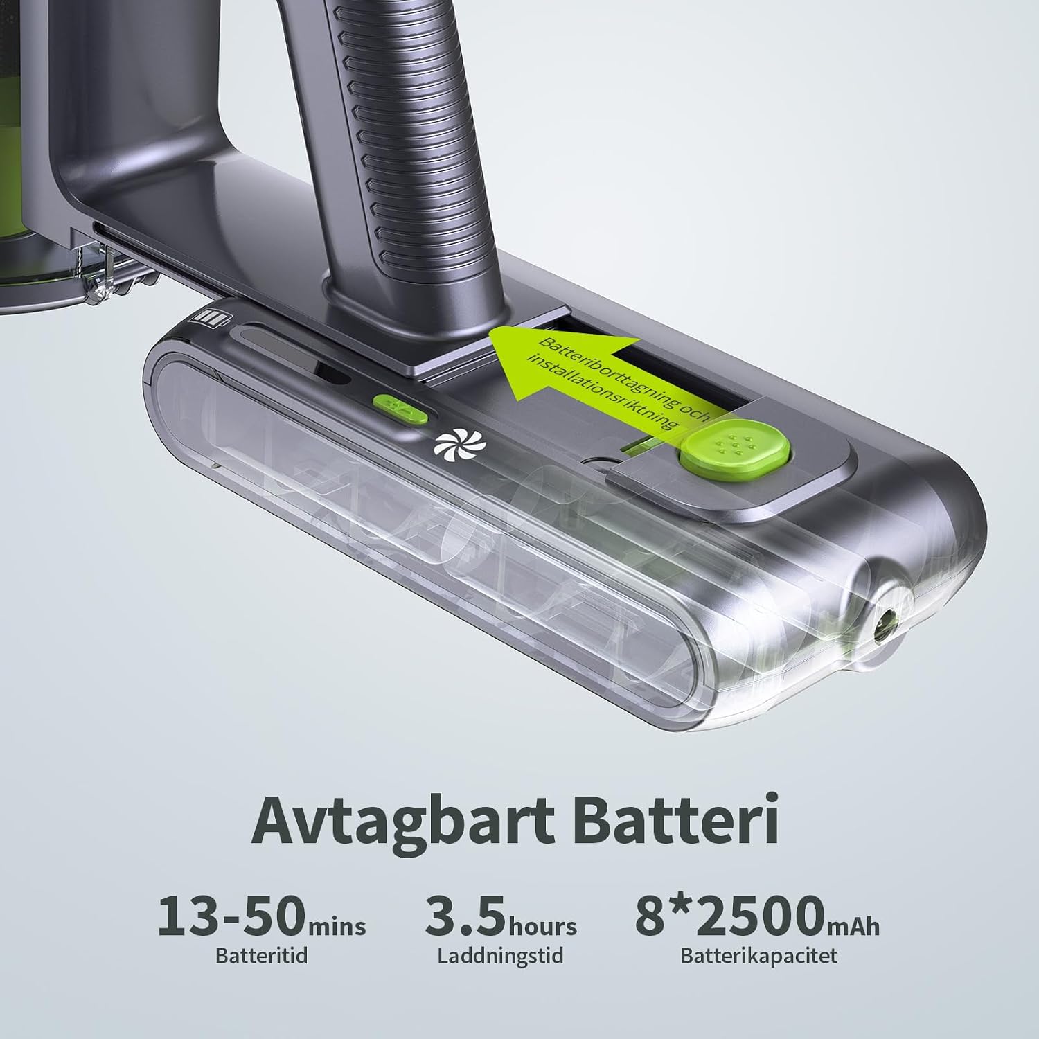 Detalle de kalado KCV600 sladdlös skaftdammsugare, 480 W, 33 kPa och LED-display