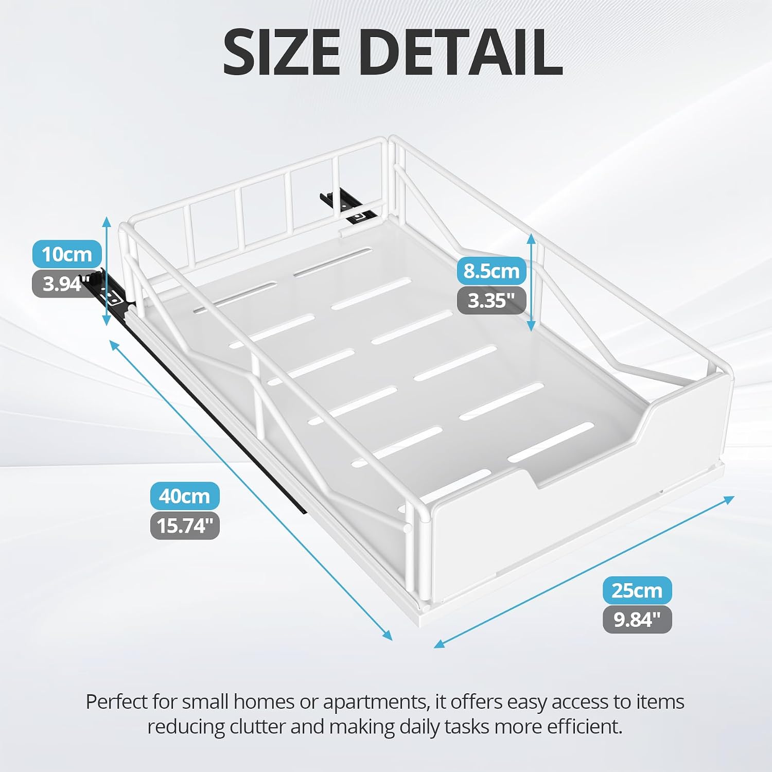 Detalle 1 de ZOINLIY sm2412 Pull-Out Cabinet Organizer, 2-Pack White Lacquered Metal