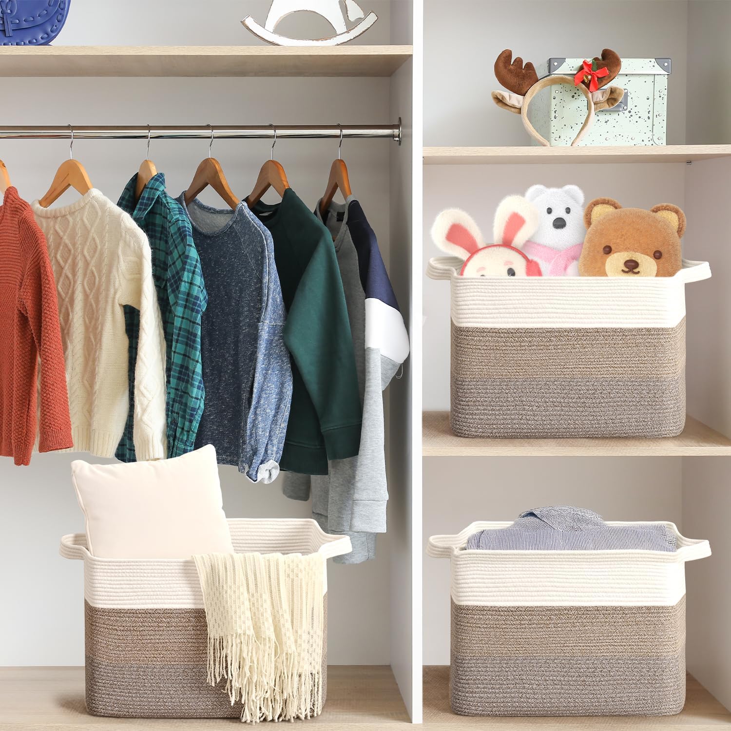 Thumbnail 5 de CLHMILY&Z Square Cotton Rope Storage Basket 110L