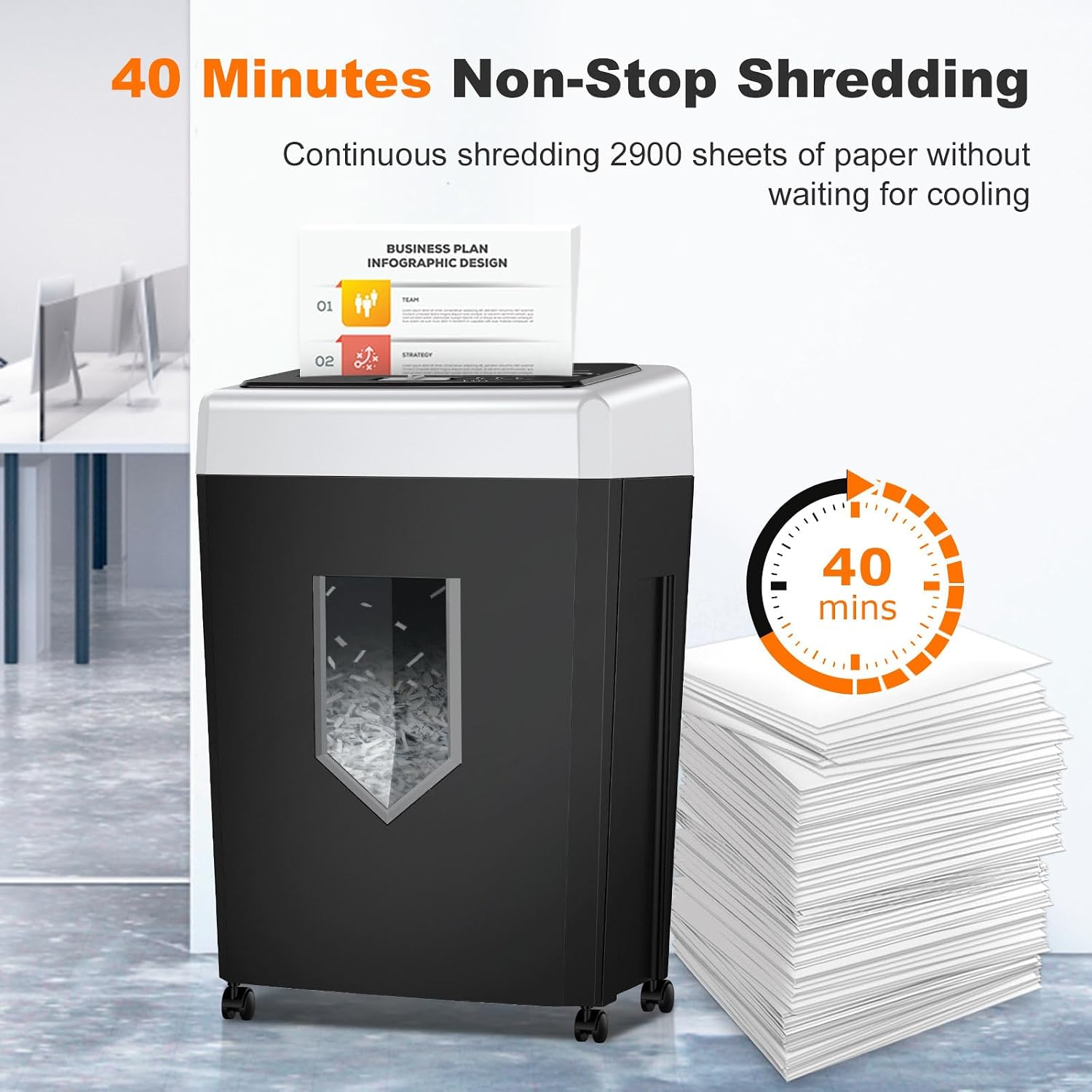 Detalle de Bonsaii C169-B Heavy-Duty Cross-Cut Paper Shredder, 15-Sheet, 5-Gallon Bin