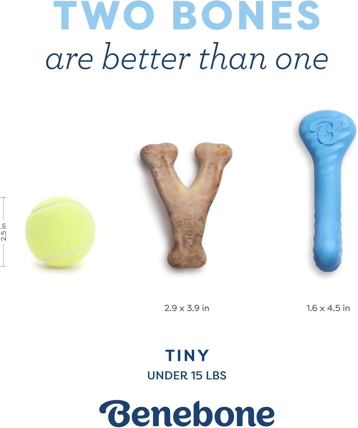 Detalle de Benebone Puppy 2-Pack Rubber Bone/Wishbone Tiny – Jouets à mâcher pour chiots teething