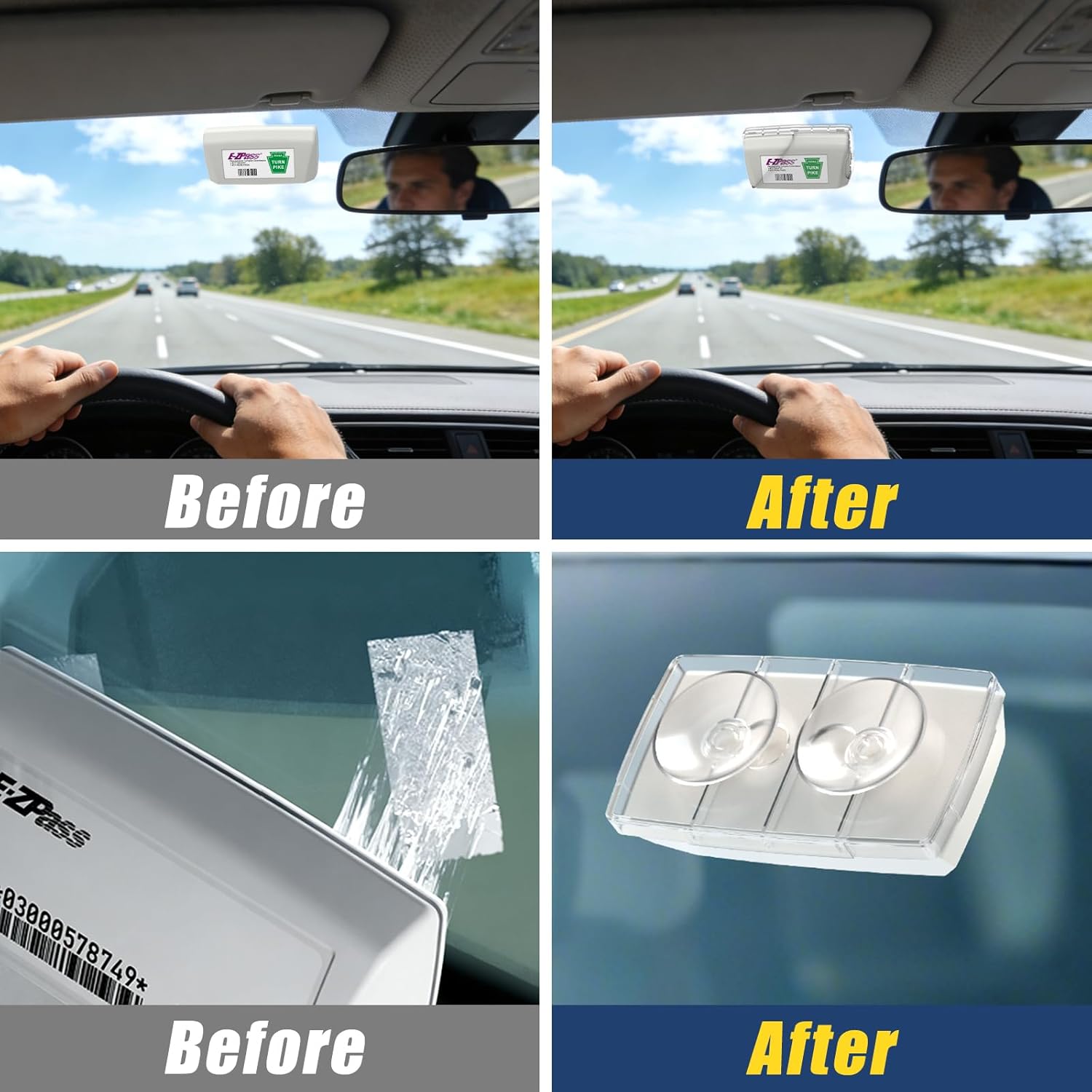 Thumbnail 3 de Zeyitian EZ Pass Holder Clear 1 Pack with Super Strong Suction Cups
