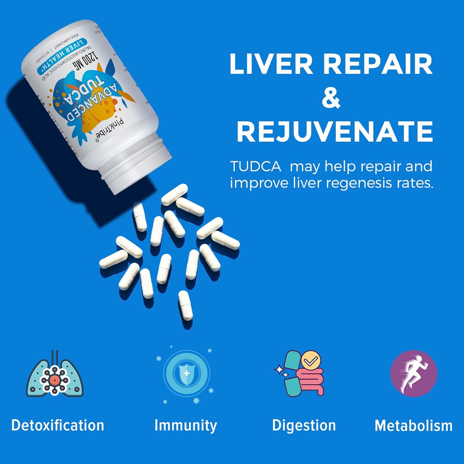 Thumbnail 2 de Supplément de TUDCA 1200 mg par dose – 180 gélules – Formule Avancée