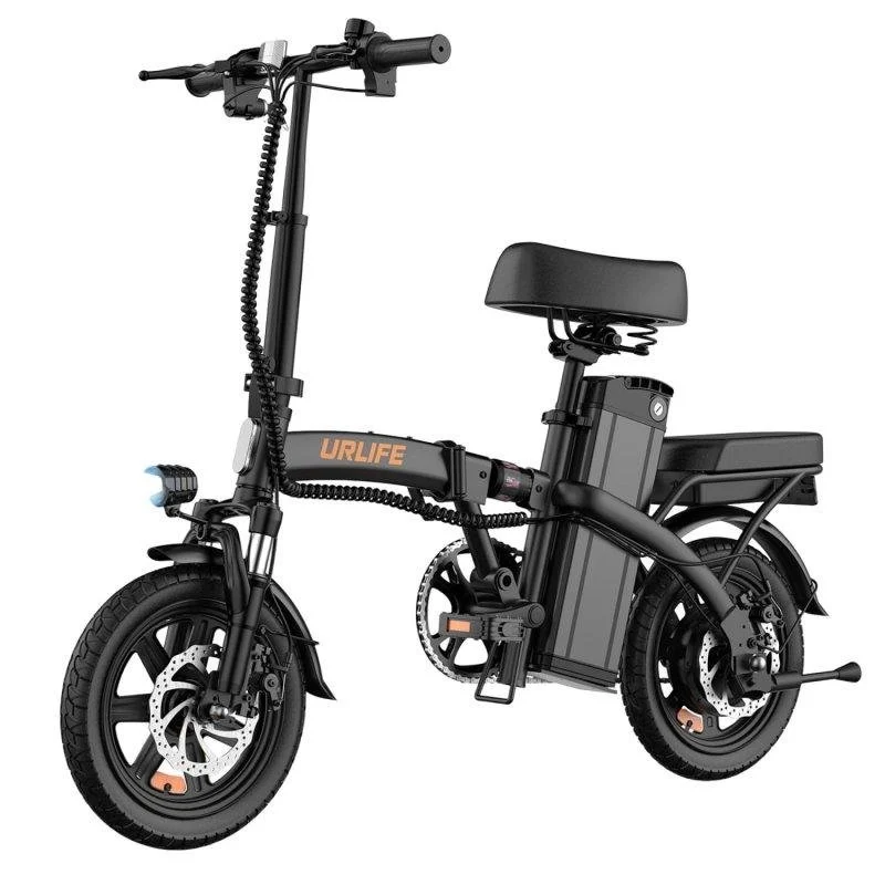 Detalle de Bicicleta eléctrica URLIFE F1L plegable 14" – 350W, 48V, 7,5Ah, negra