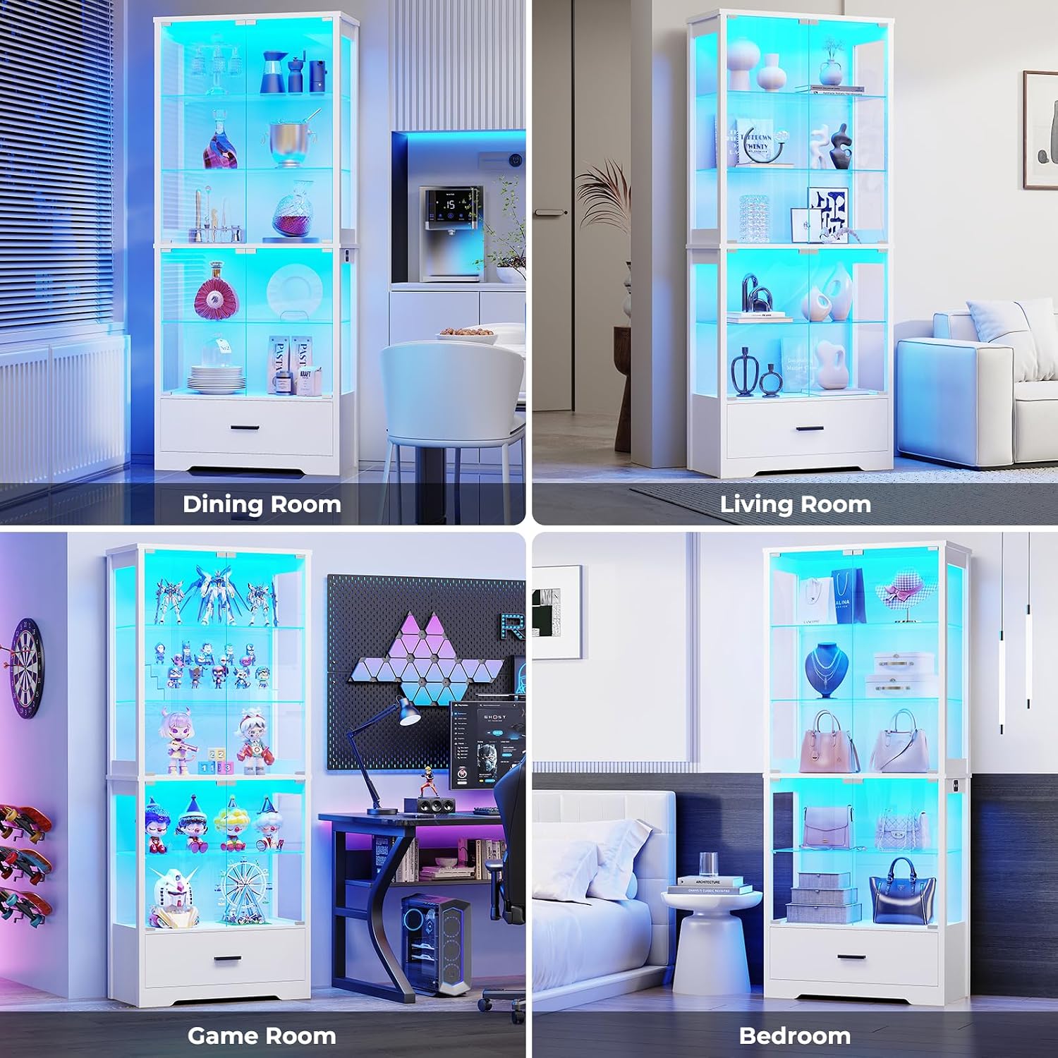 Thumbnail 6 de BROTTAR 80093 Six-Tier Display Cabinet with Glass Doors and Three-Colour Lights
