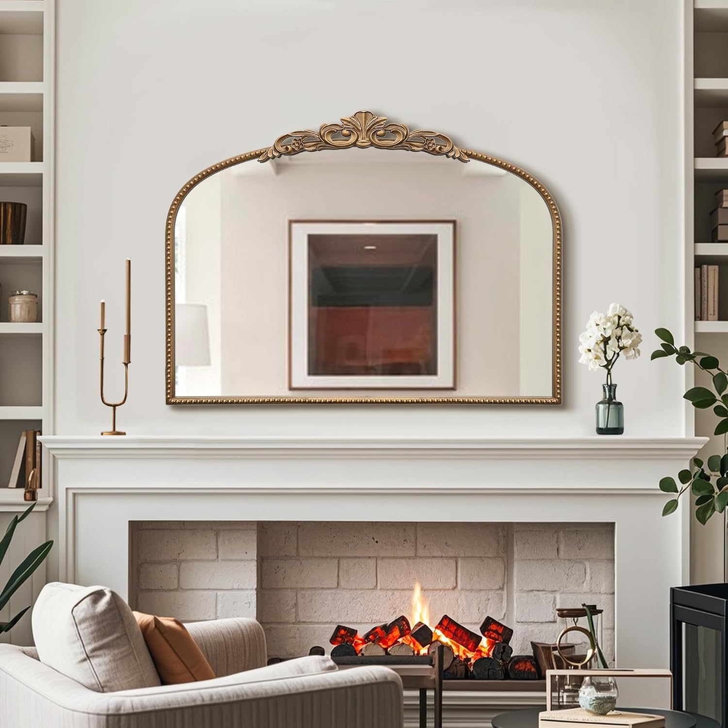 Thumbnail 6 de Micasso Vintage Wall Gold Mirror: 32x24" French Baroque Antique Beveled Arch