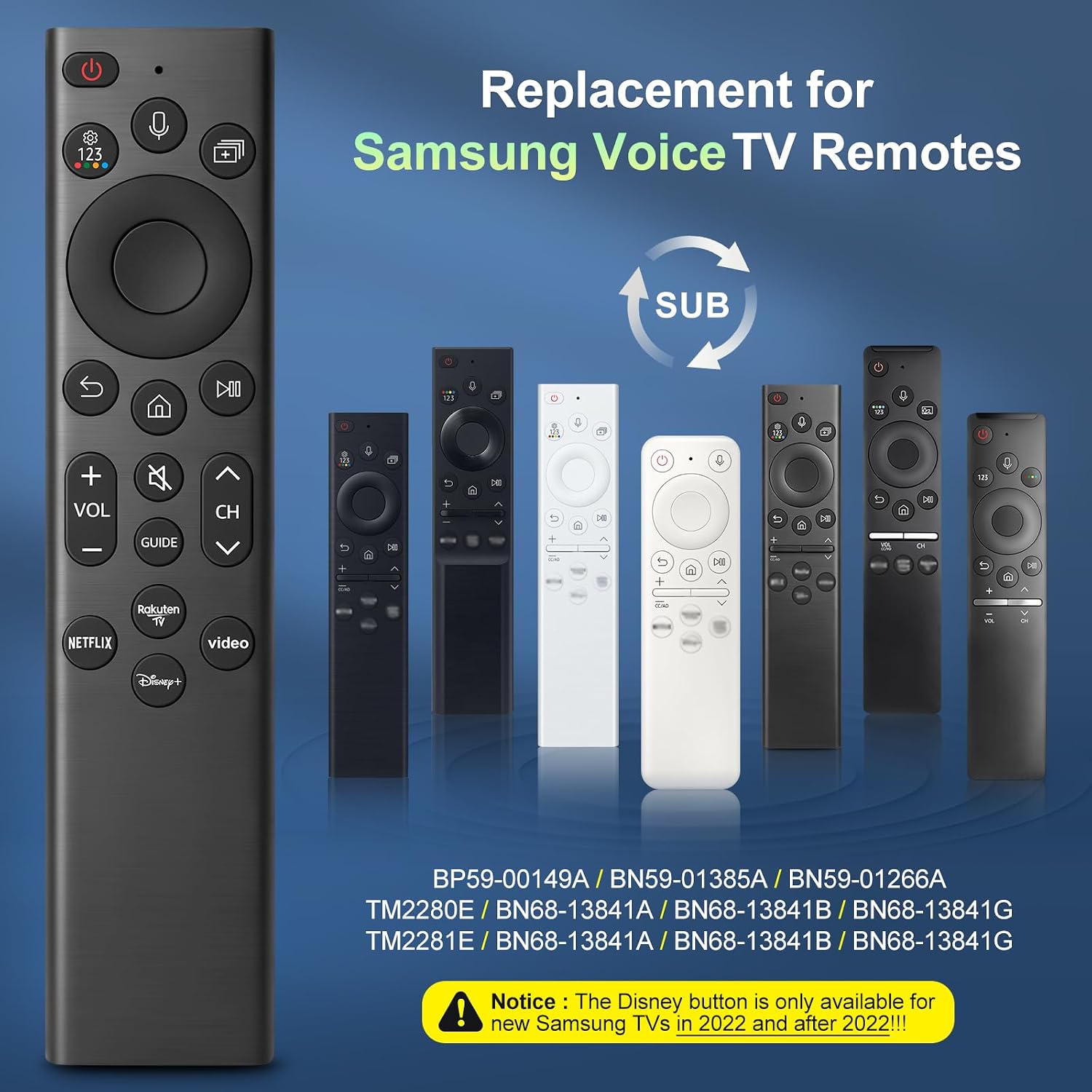 Detalle de Voice Replacement for Samsung-Smart-TV-Remote with Voice Function and Shortcut Buttons