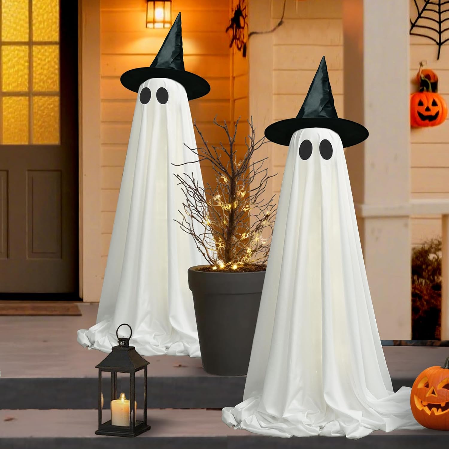 Detalle de VersaCharm HN0001 Halloween Ghost Decorations, 2-Pack with Remote-Control Lights