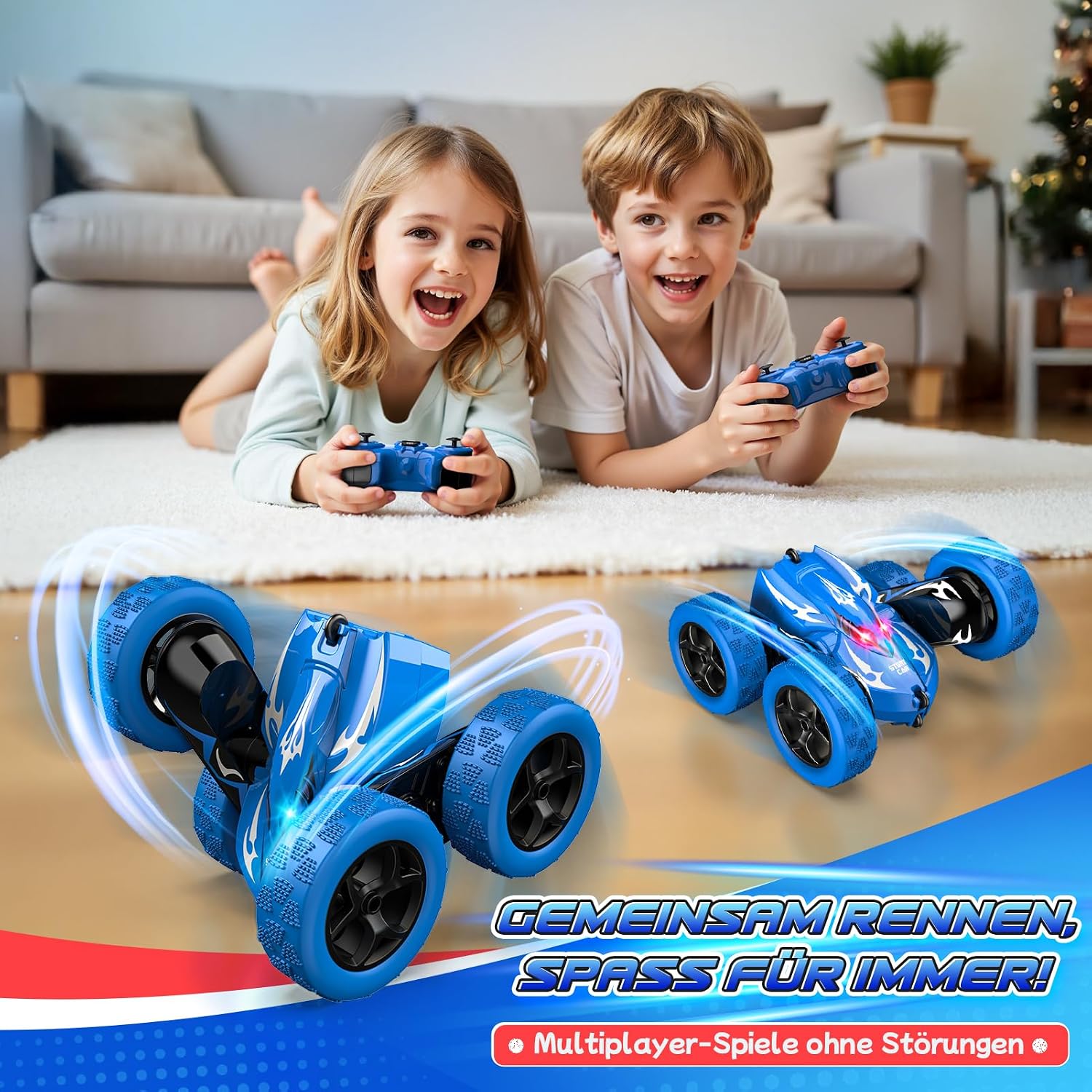 Detalle de HappyGoLucky Ferngesteuertes 4WD Monster Truck Auto ab 3–8 Jahre – 360° RC Auto für draußen