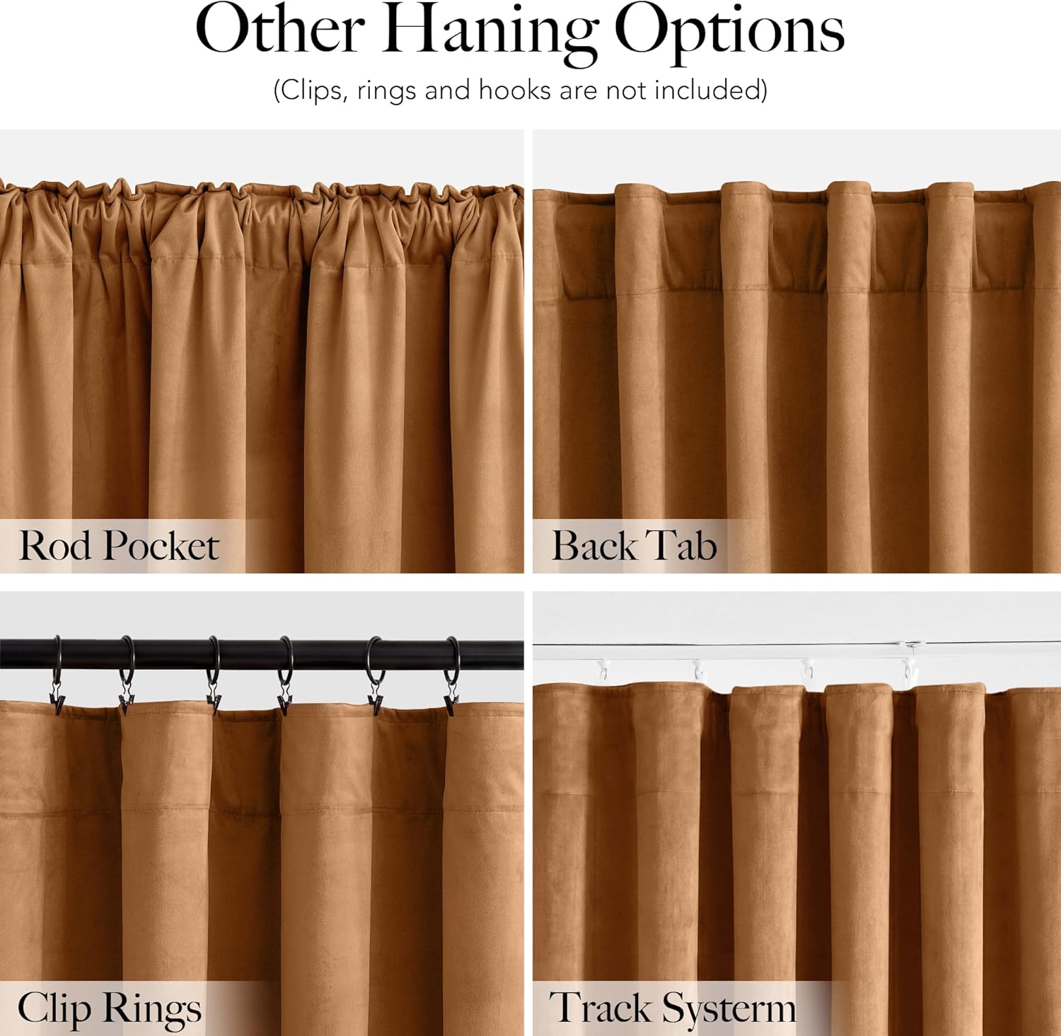 Thumbnail 1 de RYB HOME Burnt Orange Velvet Curtains (52" W x 90" L) – 2 Panels, Room Darkening & Thermal Insulation