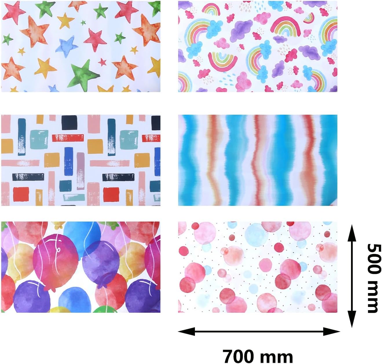 Thumbnail 1 de Liiqin 6 Blatt Geschenkpapier Set für Kindergeburtstag, 50×70 cm – Regenbogen & Luftballons