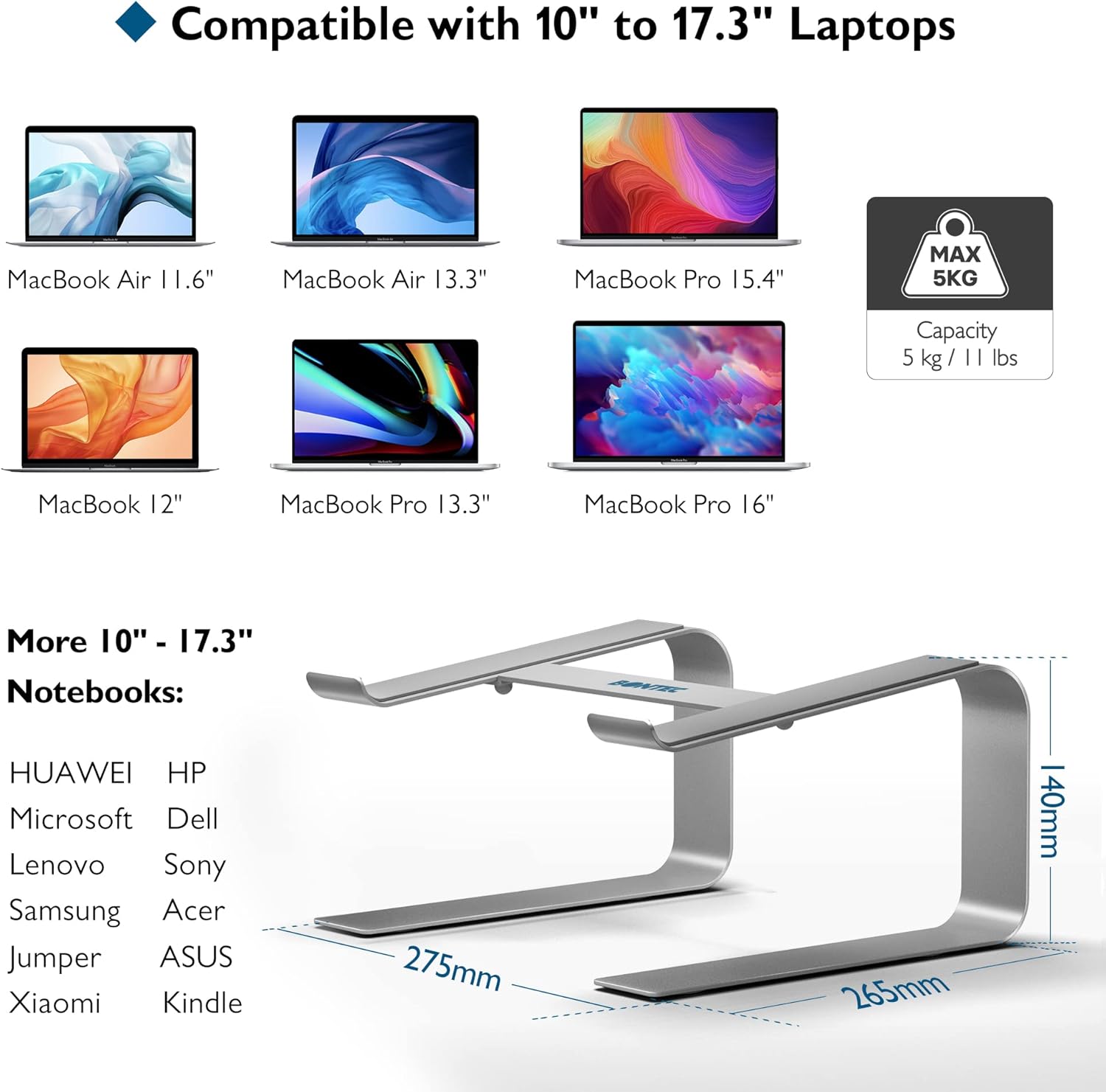Thumbnail 2 de BONTEC Soporte Portátil para Portátiles 10-17" 🖥️ Plata