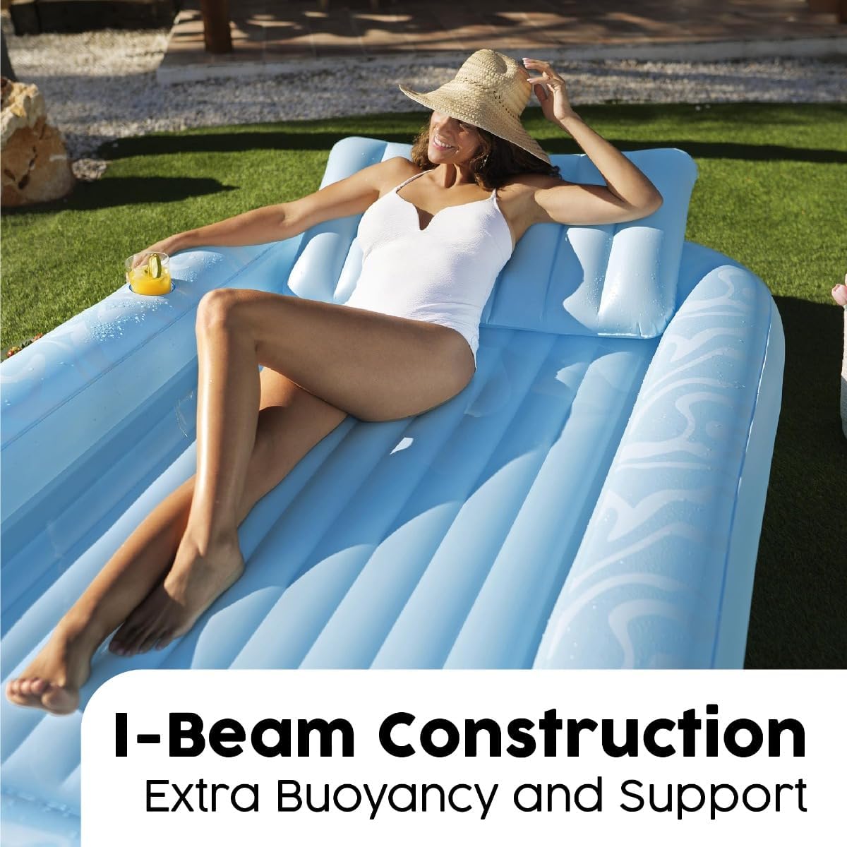 Thumbnail 3 de Bestway 43838 Lettino abbronzante Sun-Kissed con cuscino e portabicchieri, azzurro