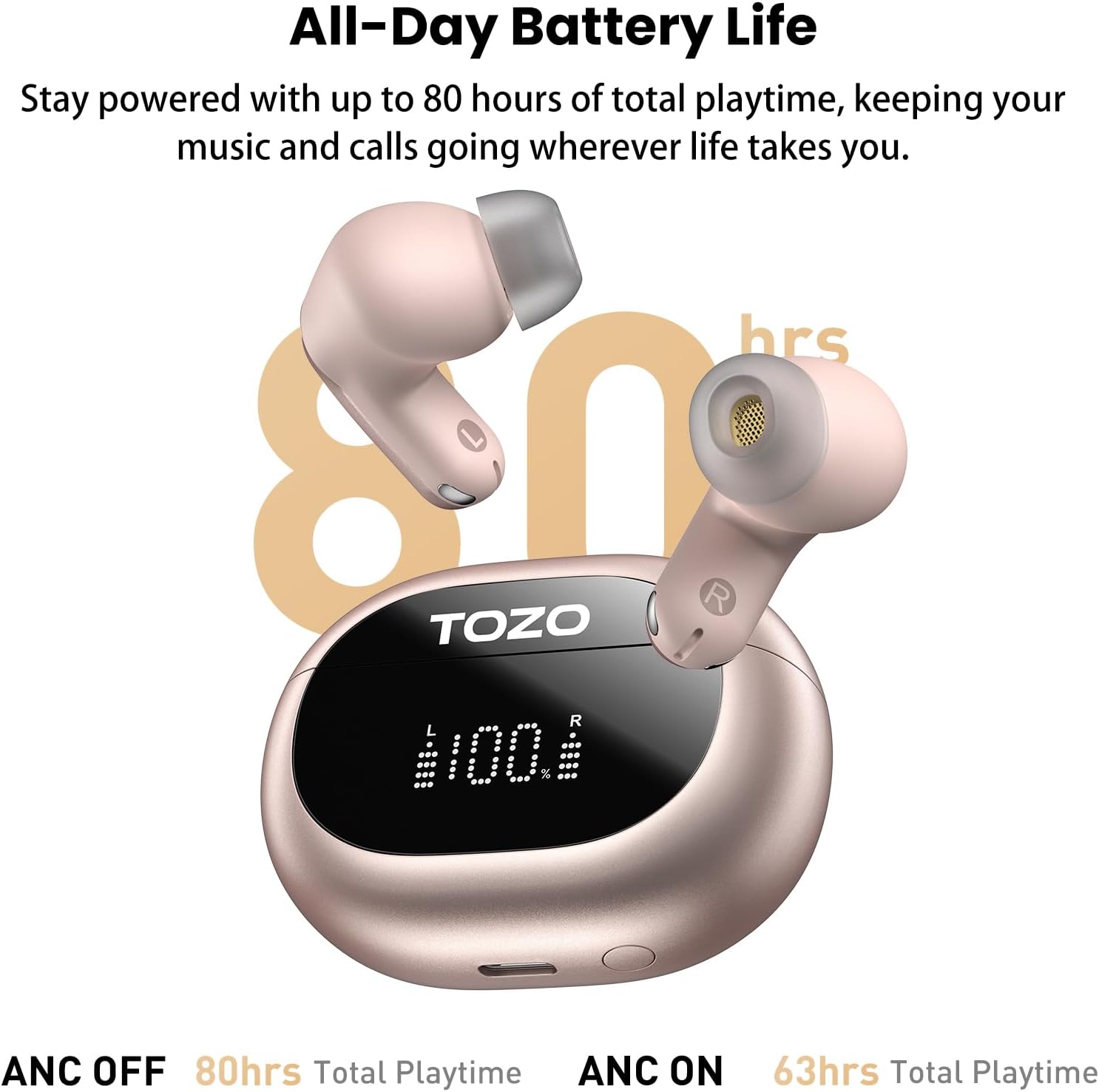 Thumbnail 4 de TOZO NC20 Active Noise Cancelling Wireless Earbuds (IPX8, LDAC, 6 mics, 80H) with Translation