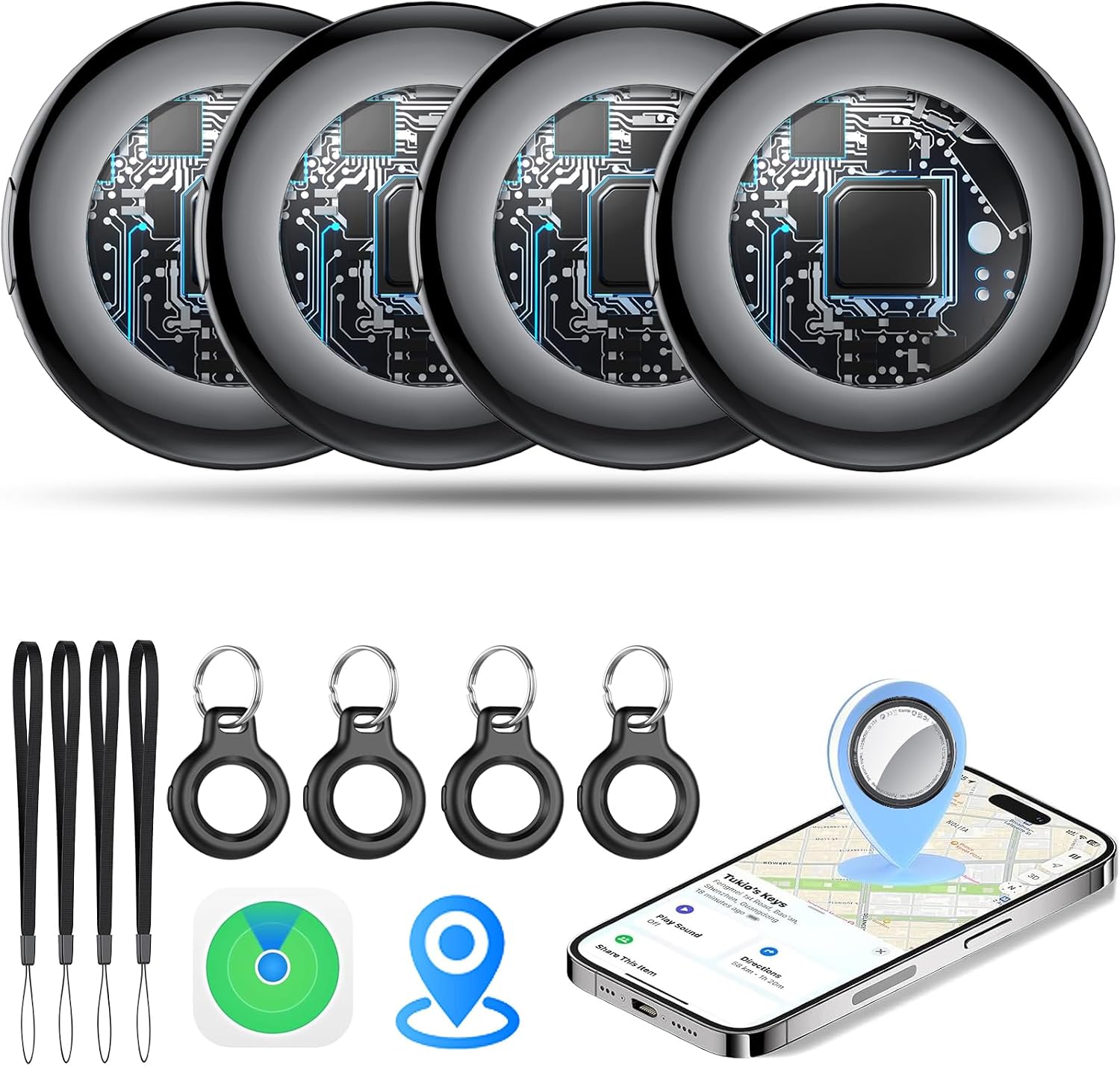 Thumbnail 2 de Air Tracker Tags 4 Pack Bianco: localizzatore smart con Find My per chiavi, bagagli e valigie