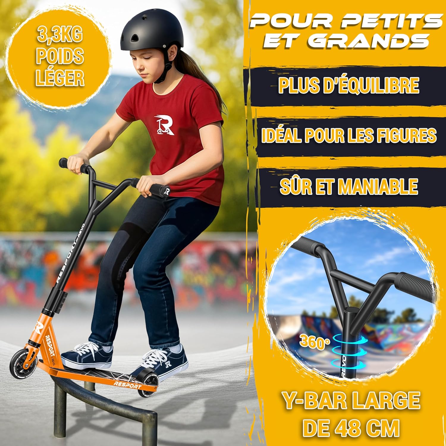Thumbnail 5 de RE:SPORT Trottinette Stunt Revo – freestyle pour tous les niveaux (100 mm, barre en Y, ABEC 9)