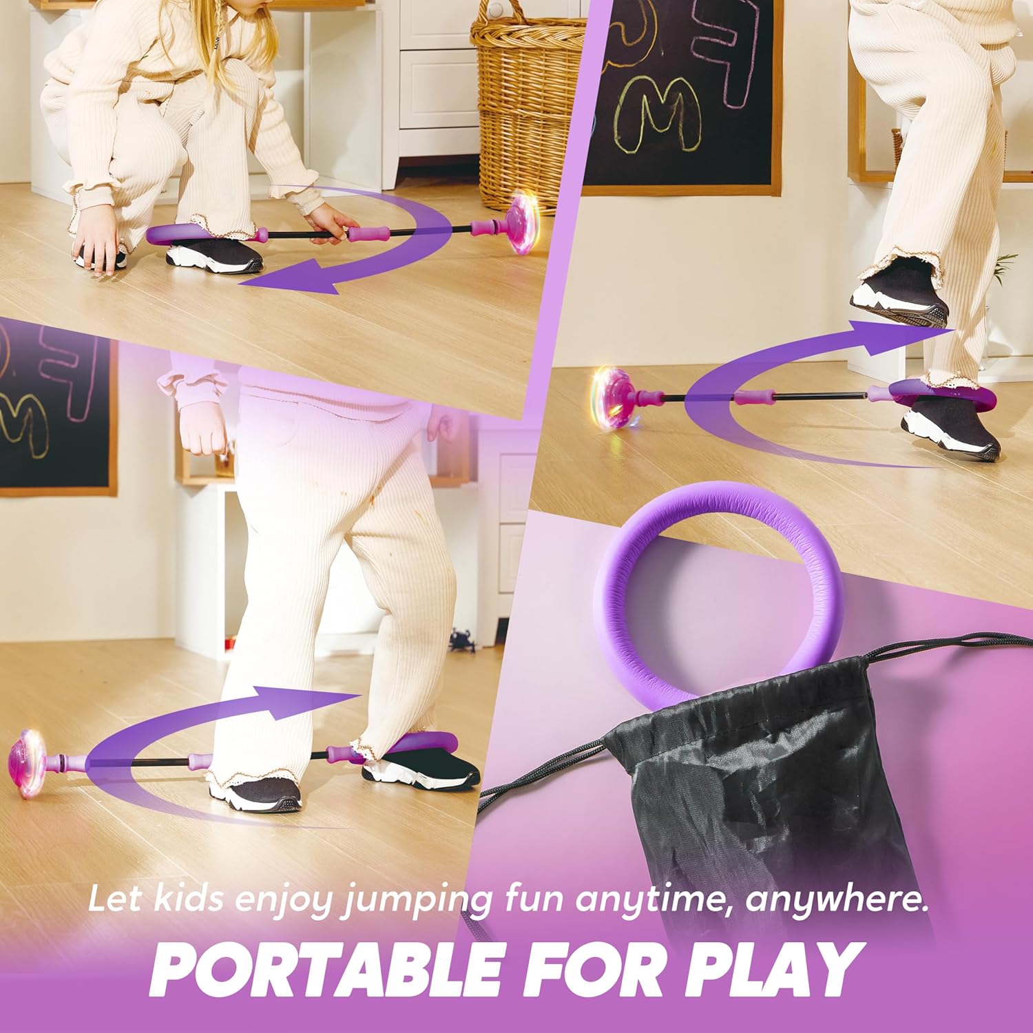 Thumbnail 3 de JOYIN Swing Wheel mit Lichtrad – blinkender Springball für Kinder (ca. 6–10 Jahre), lila