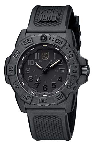 Detalle de Reloj Luminox Navy Seal Serie 3500 Sea: Caja Carbonox, Esfera Negra, 45 mm