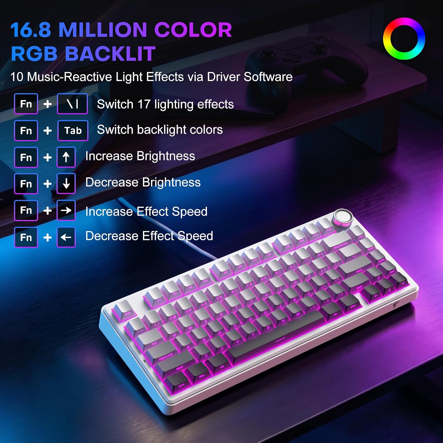 Thumbnail 6 de TECURS 75% Wired Gasket Mechanical Keyboard with RGB and Hot-Swappable Red Switches