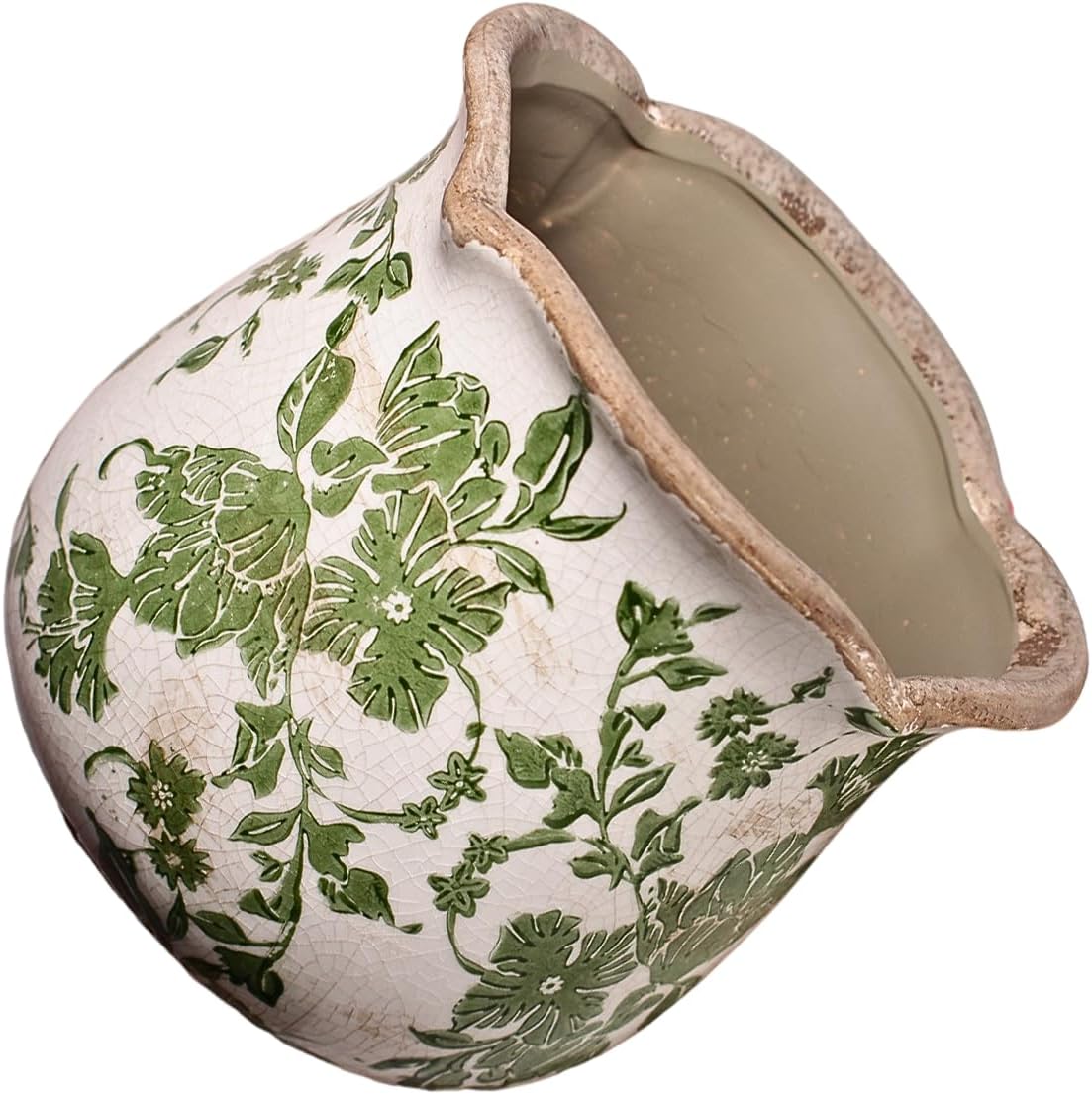 Detalle 2 de Xiaan Jiaju Tuscan Ceramic Planter, Green 6.11-inch Vase with Drainage