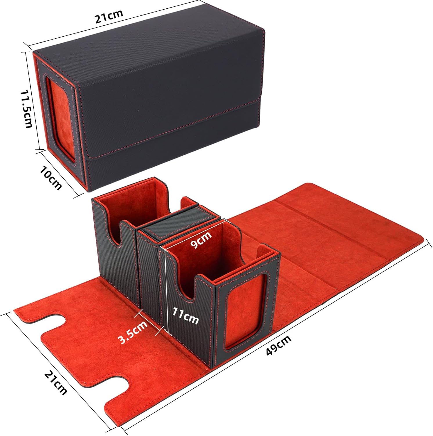 Thumbnail 2 de AFIING MTG Deck Box with Commander Display: 200 Double-Sleeved Card Capacity, 3-in-1 Storage, and 2 Toploaders